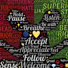 image with words describing Self Acceptance in red and green colors Colorado TMS